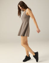 brown mini flare dress